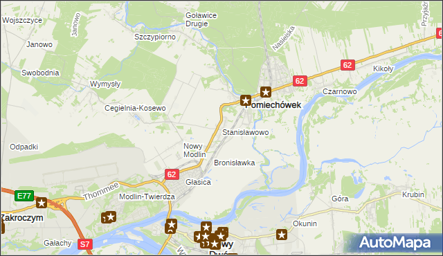 mapa Stanisławowo gmina Pomiechówek, Stanisławowo gmina Pomiechówek na mapie Targeo