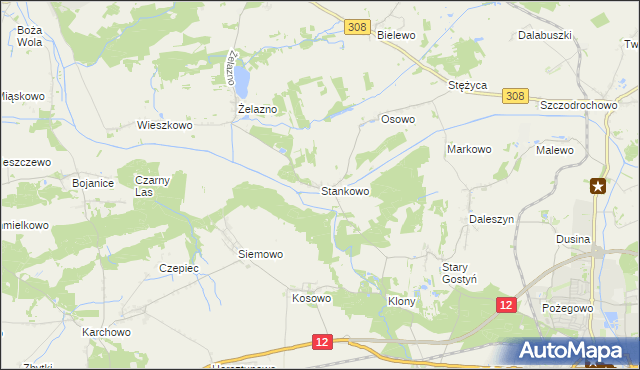 mapa Stankowo gmina Gostyń, Stankowo gmina Gostyń na mapie Targeo