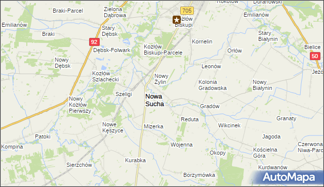 mapa Stara Sucha gmina Nowa Sucha, Stara Sucha gmina Nowa Sucha na mapie Targeo