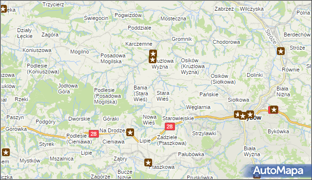 mapa Stara Wieś gmina Grybów, Stara Wieś gmina Grybów na mapie Targeo