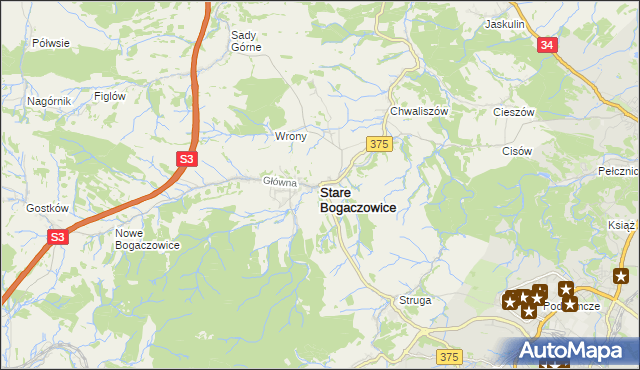 mapa Stare Bogaczowice, Stare Bogaczowice na mapie Targeo