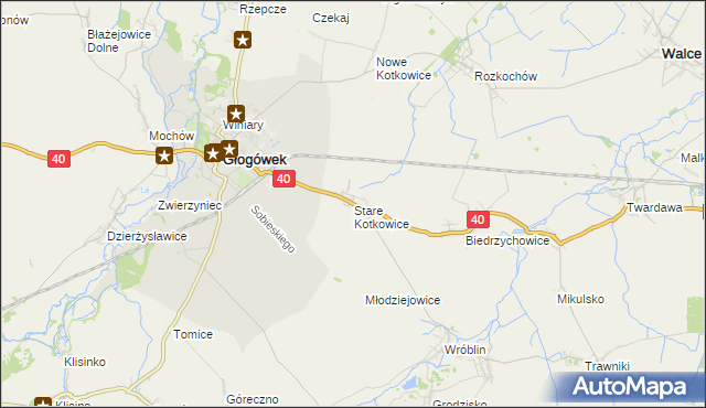 mapa Stare Kotkowice, Stare Kotkowice na mapie Targeo