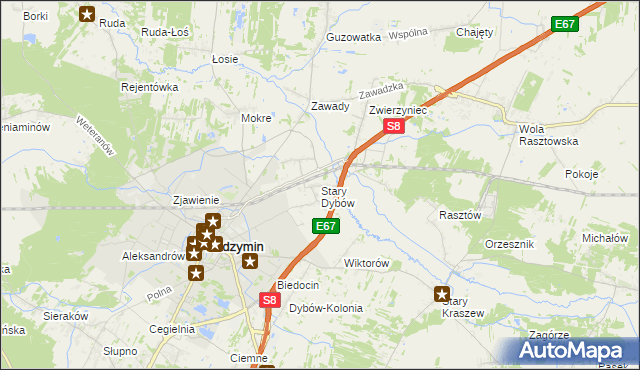 mapa Stary Dybów, Stary Dybów na mapie Targeo