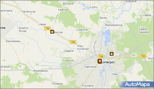 mapa Stary Koniecpol, Stary Koniecpol na mapie Targeo