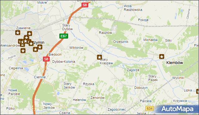 mapa Stary Kraszew, Stary Kraszew na mapie Targeo