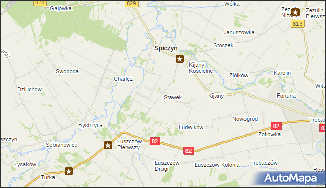 mapa Stawek gmina Spiczyn, Stawek gmina Spiczyn na mapie Targeo