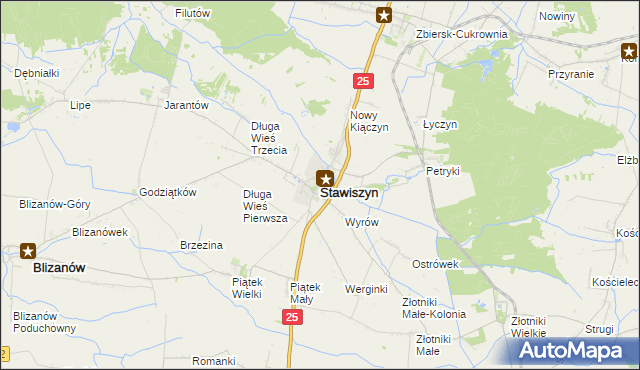 mapa Stawiszyn powiat kaliski, Stawiszyn powiat kaliski na mapie Targeo