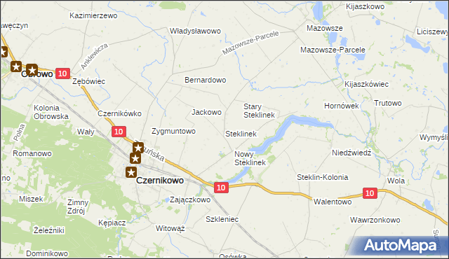 mapa Steklinek, Steklinek na mapie Targeo
