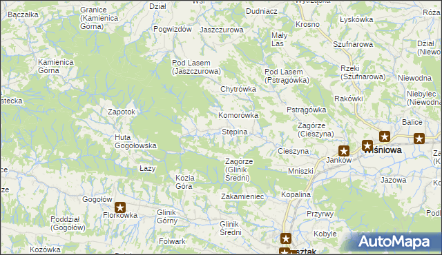 mapa Stępina, Stępina na mapie Targeo