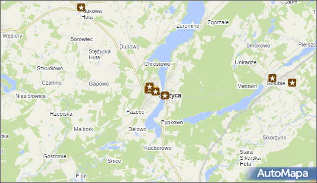 mapa Stężyca powiat kartuski, Stężyca powiat kartuski na mapie Targeo