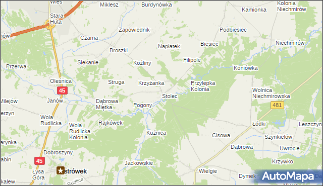 mapa Stolec gmina Złoczew, Stolec gmina Złoczew na mapie Targeo