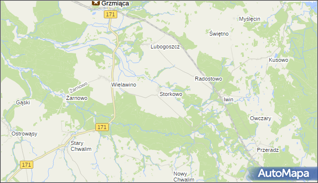 mapa Storkowo gmina Grzmiąca, Storkowo gmina Grzmiąca na mapie Targeo