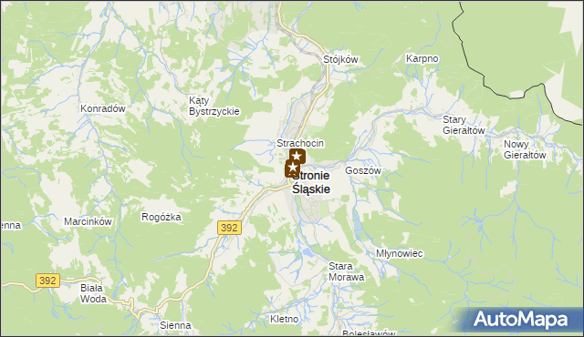 mapa Stronie Śląskie powiat kłodzki, Stronie Śląskie powiat kłodzki na mapie Targeo