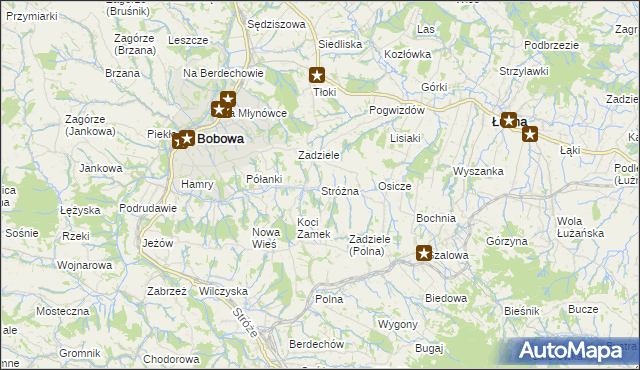 mapa Stróżna, Stróżna na mapie Targeo