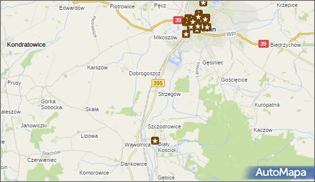 mapa Strzegów gmina Strzelin, Strzegów gmina Strzelin na mapie Targeo