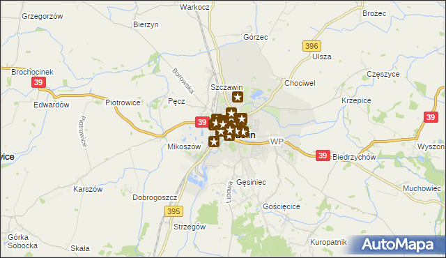 mapa Strzelin, Strzelin na mapie Targeo
