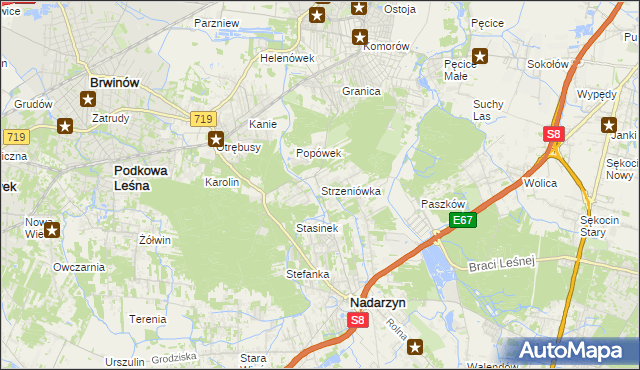 mapa Strzeniówka, Strzeniówka na mapie Targeo