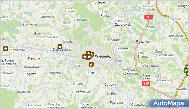 mapa Strzyżów, Strzyżów na mapie Targeo