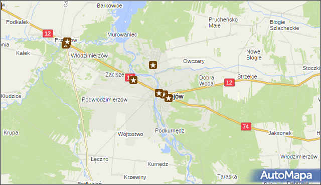 mapa Sulejów powiat piotrkowski, Sulejów powiat piotrkowski na mapie Targeo