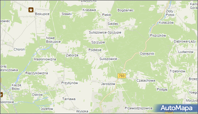 mapa Suliszowice, Suliszowice na mapie Targeo