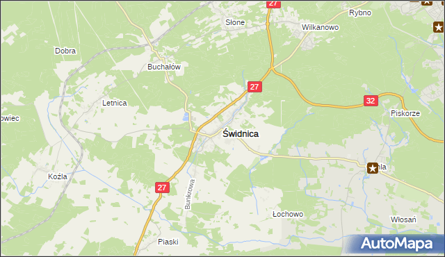 mapa Świdnica powiat zielonogórski, Świdnica powiat zielonogórski na mapie Targeo