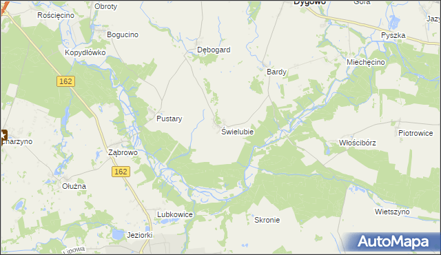 mapa Świelubie gmina Dygowo, Świelubie gmina Dygowo na mapie Targeo