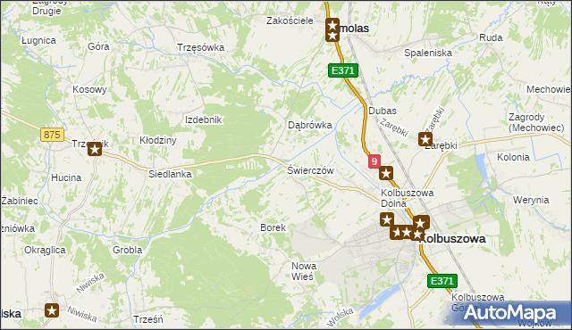 mapa Świerczów gmina Kolbuszowa, Świerczów gmina Kolbuszowa na mapie Targeo