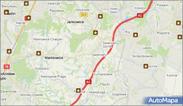 mapa Świerklany, Świerklany na mapie Targeo