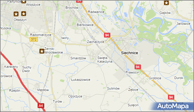 mapa Święta Katarzyna gmina Siechnice, Święta Katarzyna gmina Siechnice na mapie Targeo