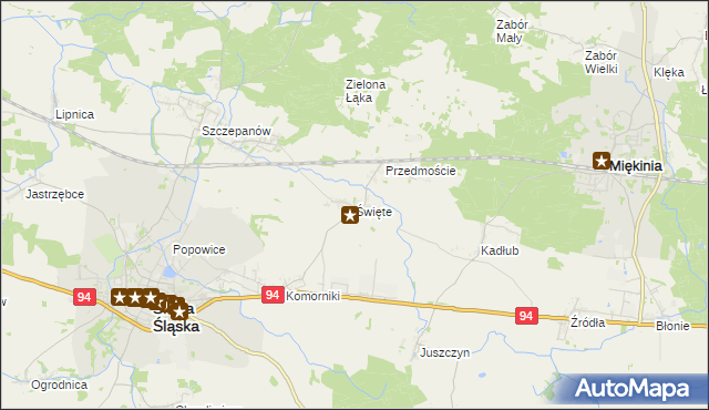 mapa Święte gmina Środa Śląska, Święte gmina Środa Śląska na mapie Targeo