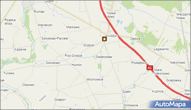 mapa Świętosław gmina Włocławek, Świętosław gmina Włocławek na mapie Targeo