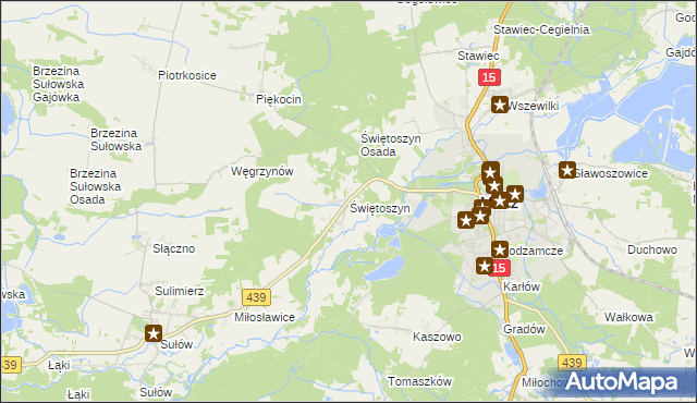 mapa Świętoszyn, Świętoszyn na mapie Targeo