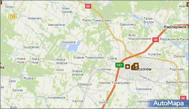 mapa Świnice gmina Mszczonów, Świnice gmina Mszczonów na mapie Targeo