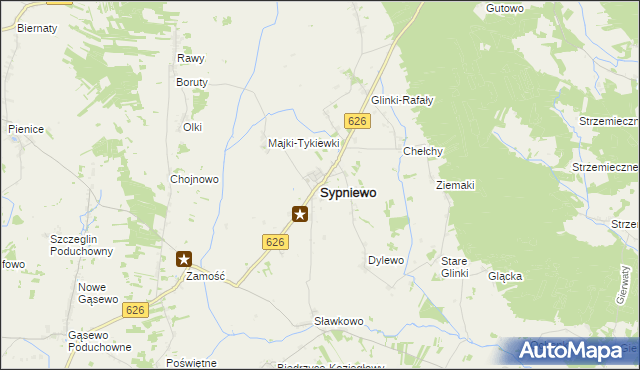 mapa Sypniewo powiat makowski, Sypniewo powiat makowski na mapie Targeo