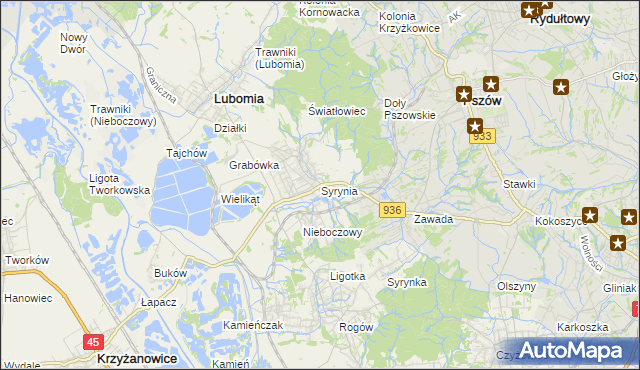 mapa Syrynia, Syrynia na mapie Targeo