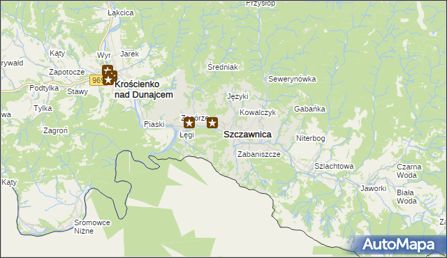 mapa Szczawnica, Szczawnica na mapie Targeo