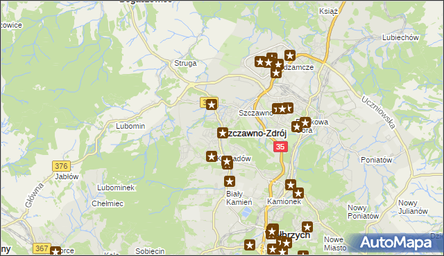 mapa Szczawno-Zdrój, Szczawno-Zdrój na mapie Targeo