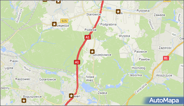 mapa Szczejkowice, Szczejkowice na mapie Targeo