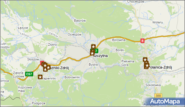 mapa Szczytna powiat kłodzki, Szczytna powiat kłodzki na mapie Targeo
