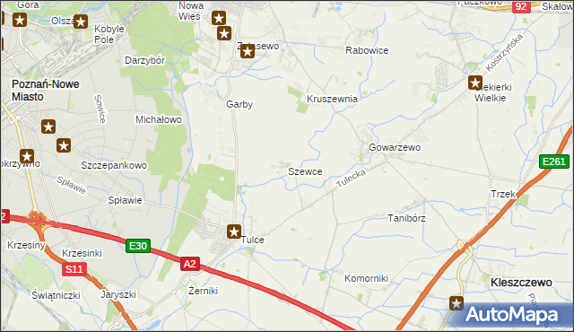mapa Szewce gmina Kleszczewo, Szewce gmina Kleszczewo na mapie Targeo
