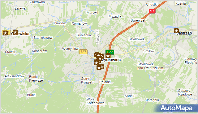 mapa Szydłowiec, Szydłowiec na mapie Targeo