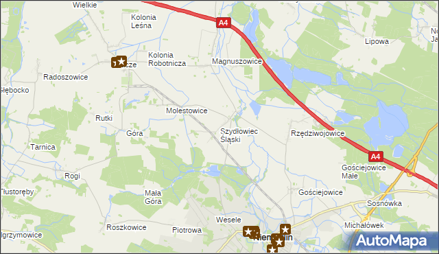 mapa Szydłowiec Śląski, Szydłowiec Śląski na mapie Targeo