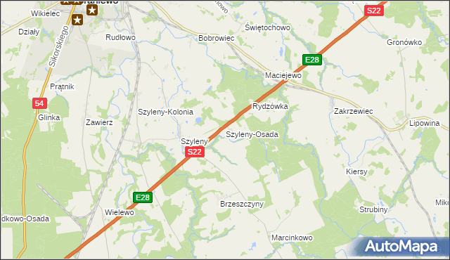 mapa Szyleny-Osada, Szyleny-Osada na mapie Targeo