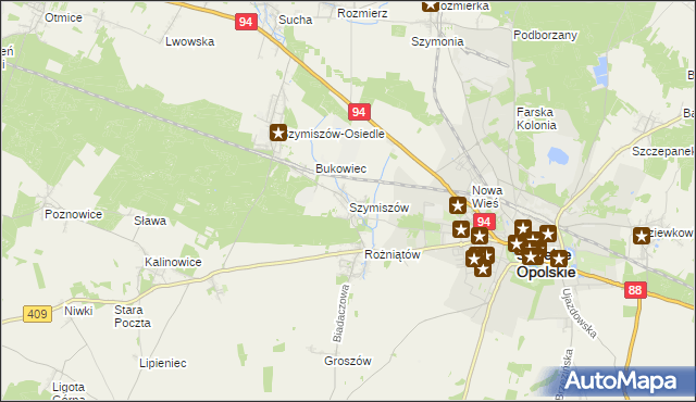 mapa Szymiszów, Szymiszów na mapie Targeo