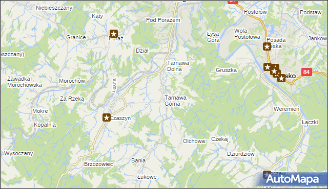 mapa Tarnawa Górna gmina Zagórz, Tarnawa Górna gmina Zagórz na mapie Targeo