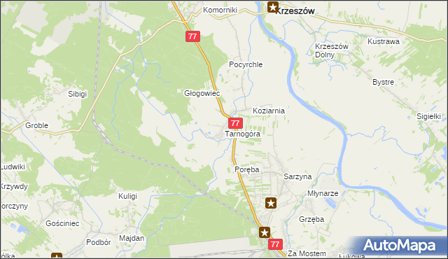 mapa Tarnogóra gmina Nowa Sarzyna, Tarnogóra gmina Nowa Sarzyna na mapie Targeo