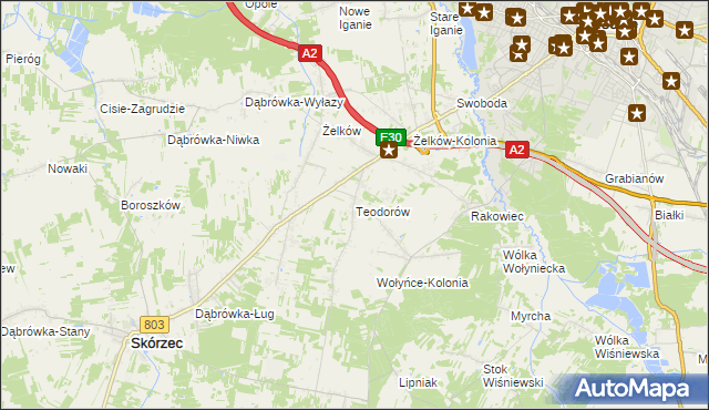 mapa Teodorów gmina Skórzec, Teodorów gmina Skórzec na mapie Targeo
