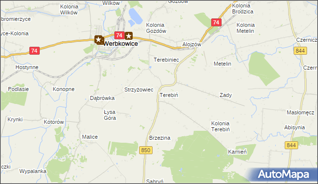 mapa Terebiń, Terebiń na mapie Targeo