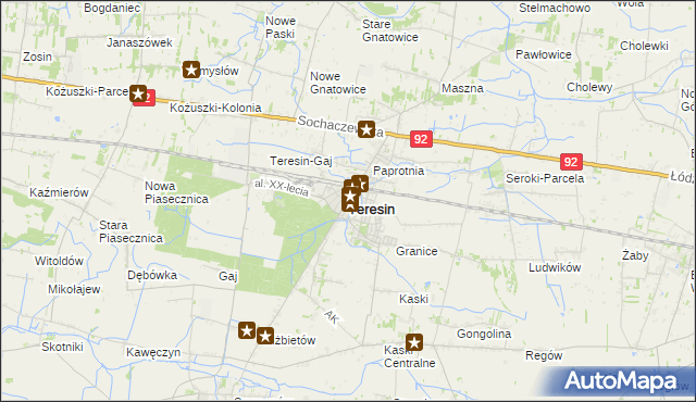 mapa Teresin powiat sochaczewski, Teresin powiat sochaczewski na mapie Targeo