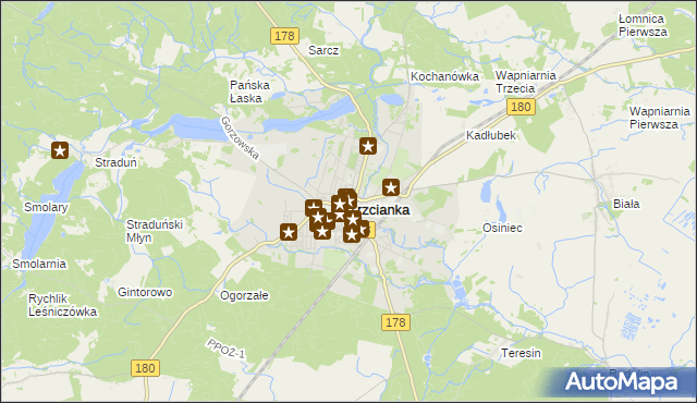 mapa Trzcianka powiat czarnkowsko-trzcianecki, Trzcianka powiat czarnkowsko-trzcianecki na mapie Targeo